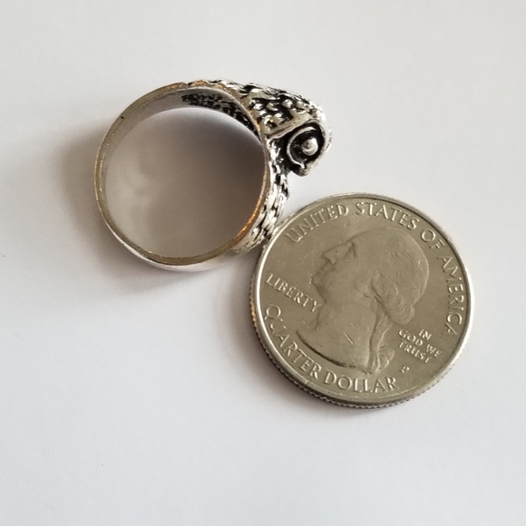 Relisted -Owl ring silver tone Ring size 7.75 7 3/4 goth punk witchy - Picture 6 of 8